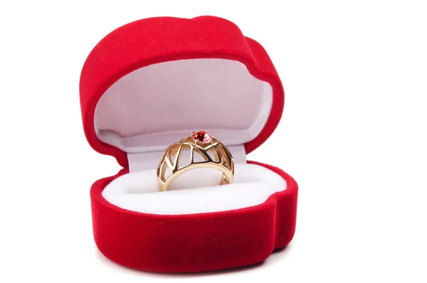 在红色框中的结婚戒指 — 图库照片
