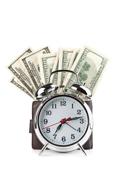 알람 시계와 달러 — 스톡 사진