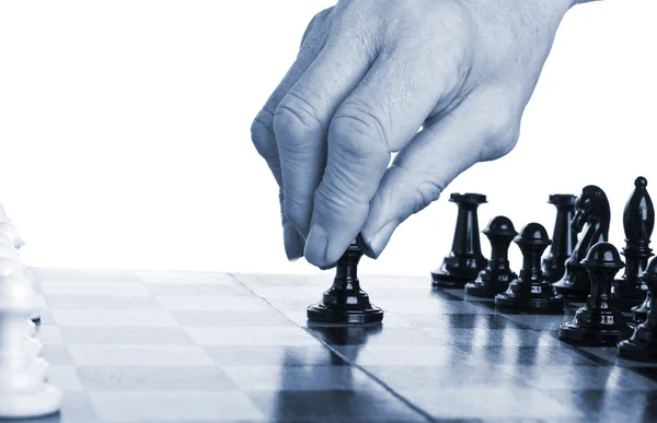 Ember játszik sakk — Stock Fotó
