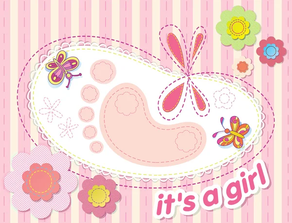 Vector background with congratulations on the birth of a girl — Stock Vector