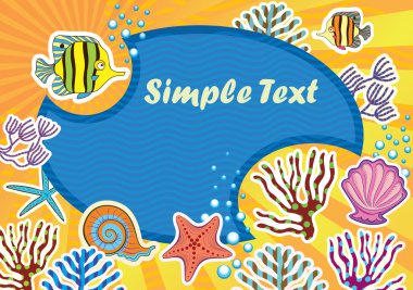 Vector illustration of the underwater world. Fish and seaweed. Poster. clipart