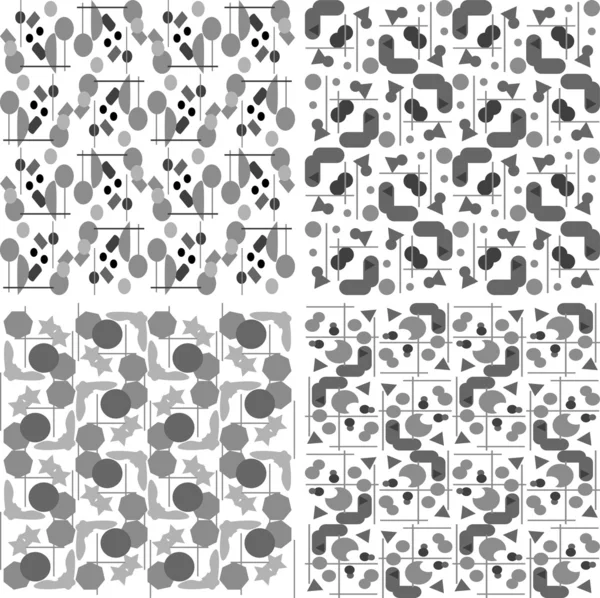 Vier naadloze abstracte patroon, golven achtergrond — Stockvector