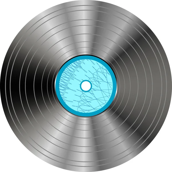 Disque vinyle avec label bleu isolé — Image vectorielle