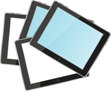 vektör tablet pc ile boş bir beyaz ve mavi ekran