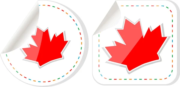 快乐加拿大天枫叶叶卡不干胶标签设置 — 图库矢量图片