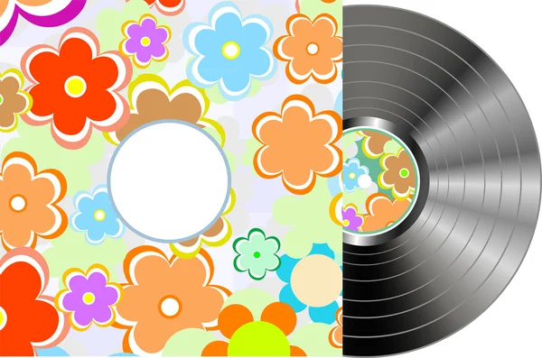 Couverture de disque de vinyle dans l'emballage de fleurs de texture — Image vectorielle