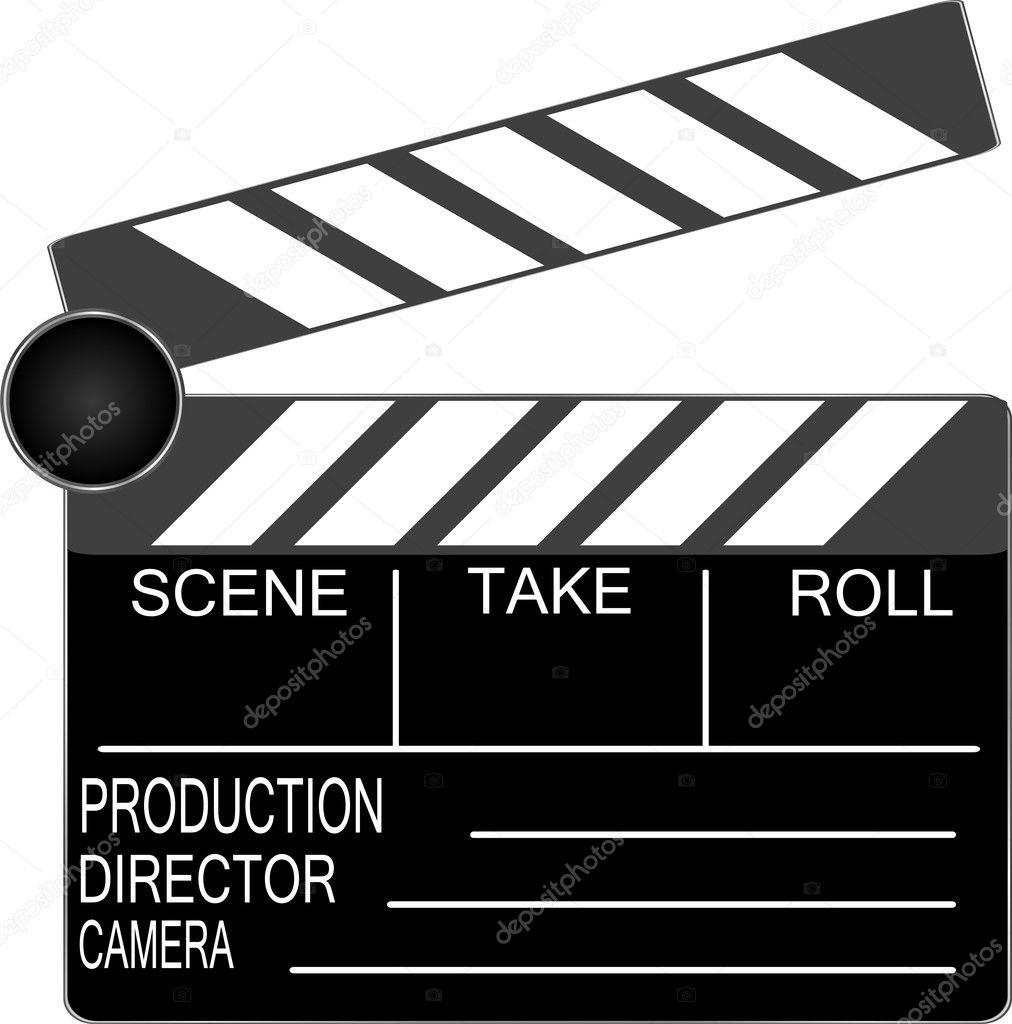 Clapper board isolated on white background