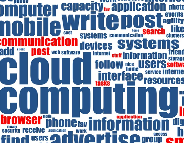 Cloud computing - sfondo di parole — Vettoriale Stock