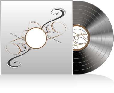Black vinyl disc with abstract vintage cover clipart