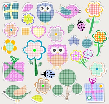 Scrapbook nature set. seamless vector background clipart