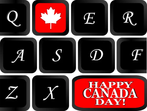 Computer keyboard with the Canadian flag on it — Stock Vector