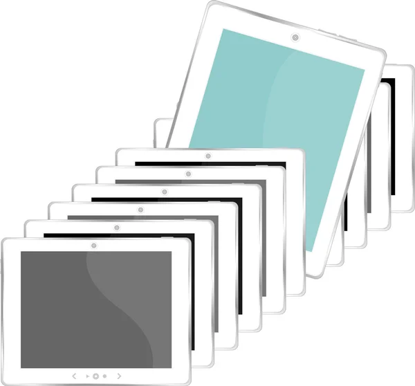Ilustracja wektorowa biały Tabliczka PC zestaw - na białym tle — Wektor stockowy