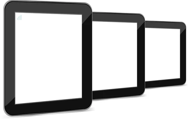 Tablette pc avec écran blanc vide et cadre noir — Image vectorielle