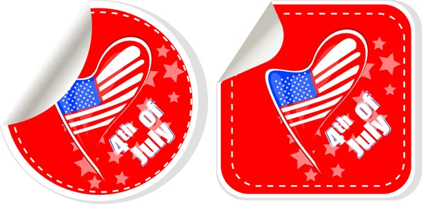 USA bandiera segno etichetta adesivi set — Vettoriale Stock
