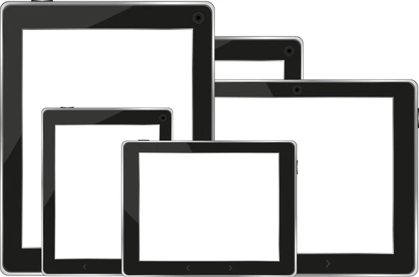 Set di compresse digitali con schermo bianco isolato su bianco — Vettoriale Stock
