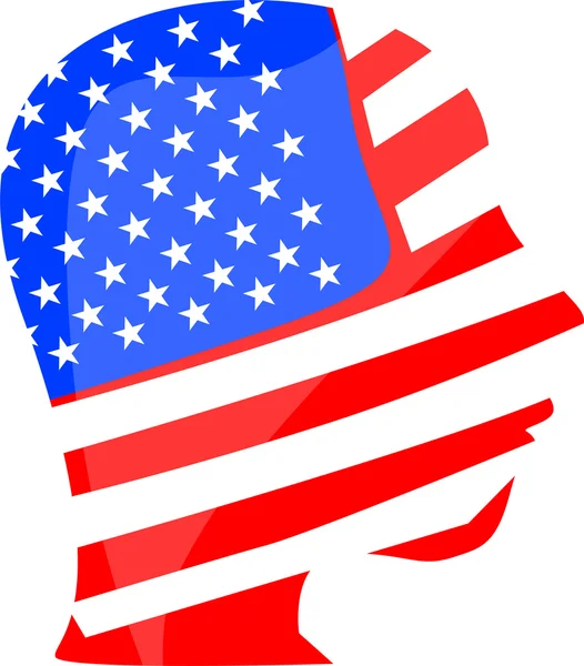 Голова и лицо окрашены в цвета американского флага США — стоковое фото