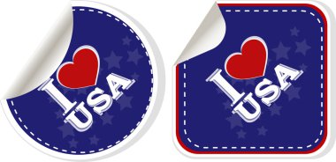 Stickers set - i love USA. Vector illustration clipart