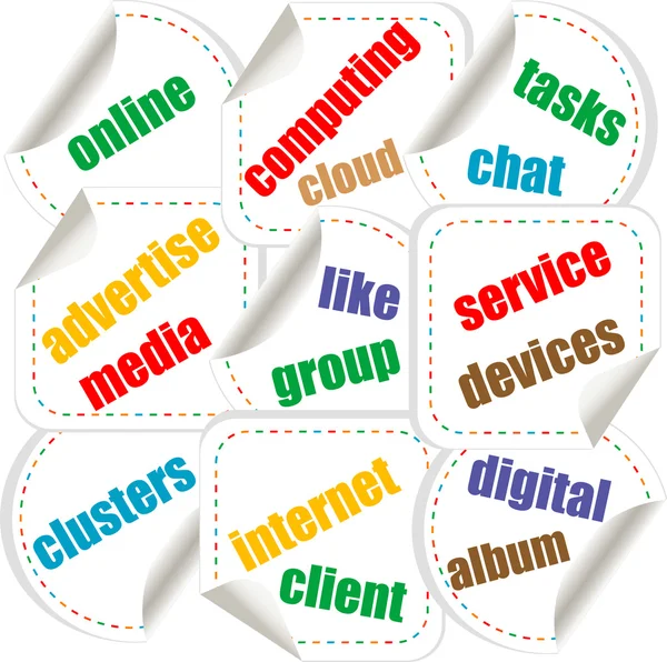 Abstrakt färgglada illustration med olika sociala nätverk ord — Stock vektor