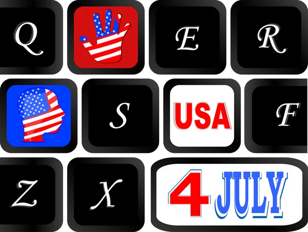 Clavier d'ordinateur avec le drapeau américain dessus, États-Unis — Image vectorielle