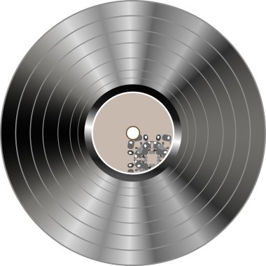 Black vinyl record lp album disc isolated on white clipart