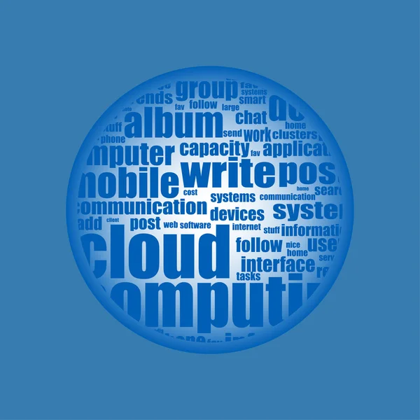 Computación en la nube - fondo de nube palabra — Archivo Imágenes Vectoriales