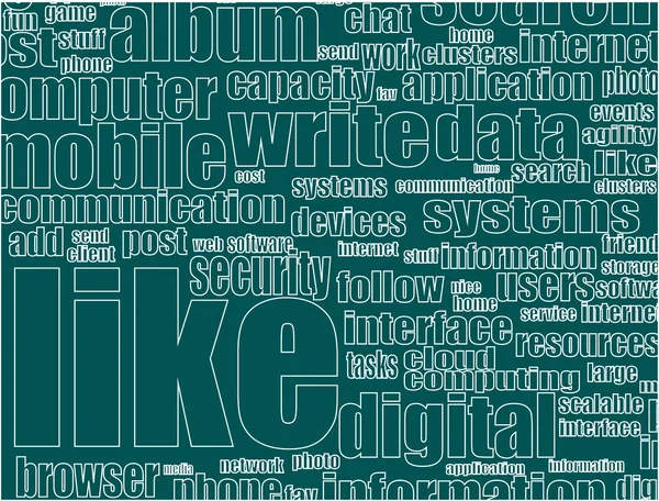 Like - Social-Media-Konzept in Word-Tag-Wolke — Stockvektor