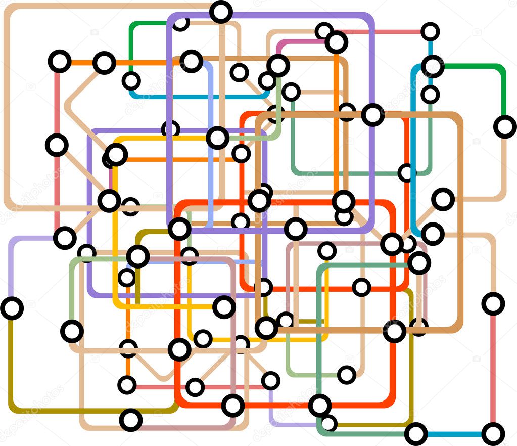 Colorful abstract subway map. Vector