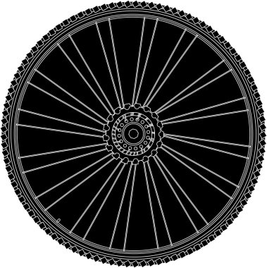 Abstract bike wheel with tire and spokes clipart