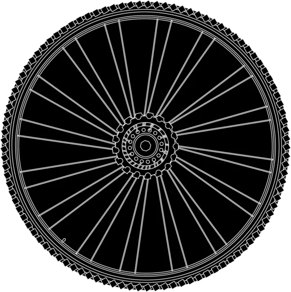 Soyut bisiklet tekerleği ile lastik ve tekerlek teli — Stok Vektör