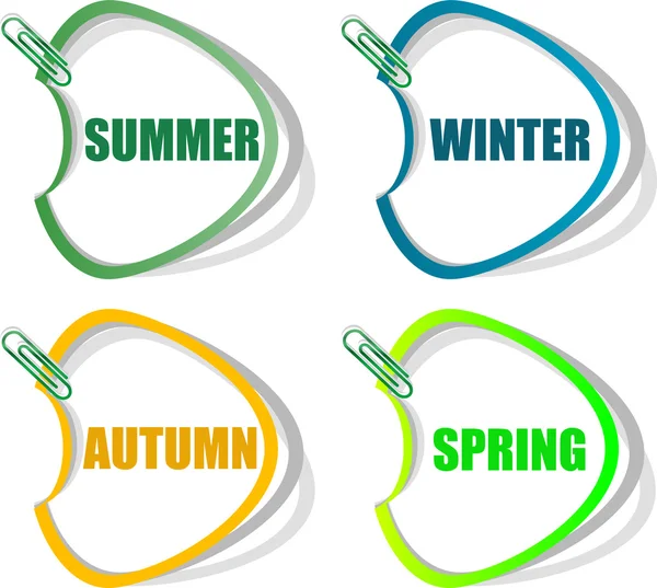Jeu d'autocollants pour collection saisonnière - printemps, été, automne — Image vectorielle