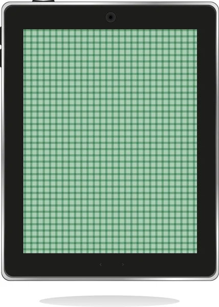Resimli bilgisayar tablet pc ile yeşil arka perde — Stok Vektör