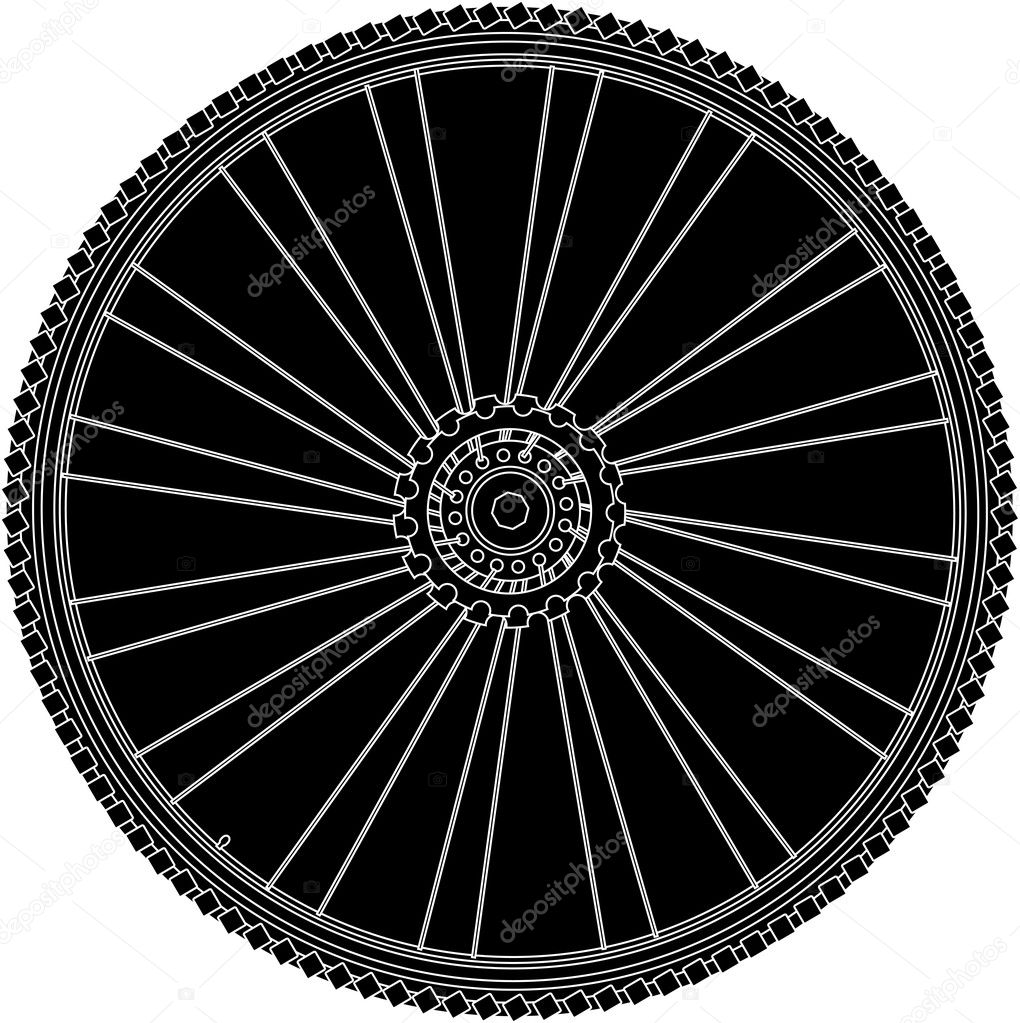 Abstract bike wheel with tire and spokes