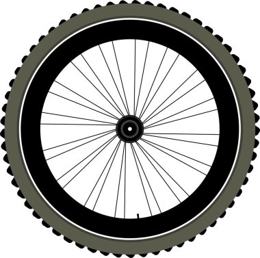 Bike wheel with tire and spokes isolated on white clipart