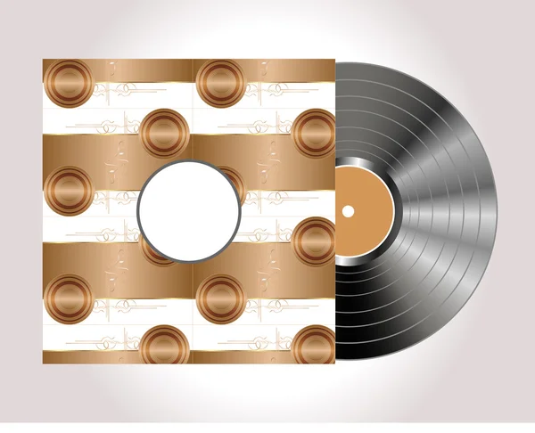 Disque vinyle vintage avec couvercle — Image vectorielle