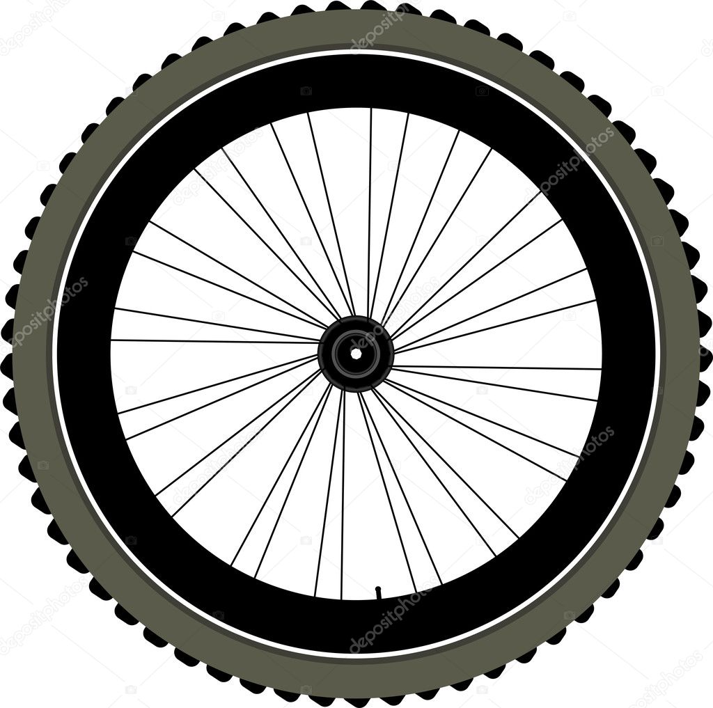 Bike wheel with tire and spokes isolated on white