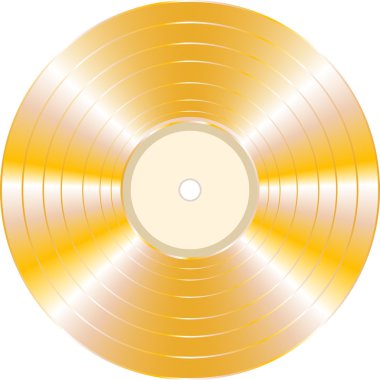 Gold vinyl record on white background clipart