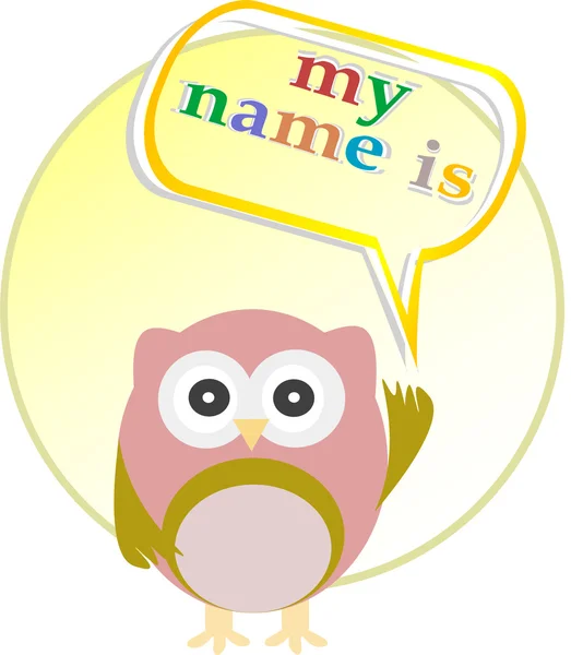 Cute vector owl - my name is — Stock Vector