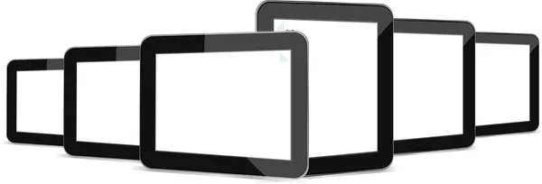 Black tablets set on white background — Stock Vector