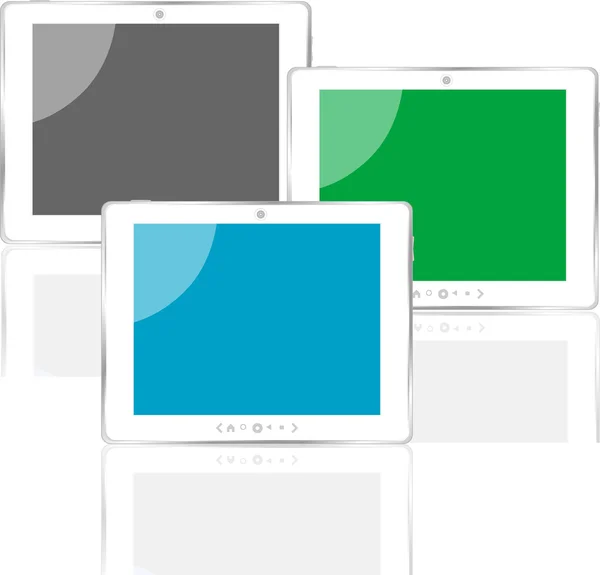 Set di tablet verticale colorato diverso con schermo — Vettoriale Stock
