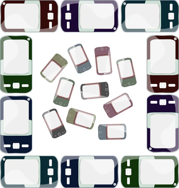 Smarta telefoner på vit bakgrund — Stock vektor