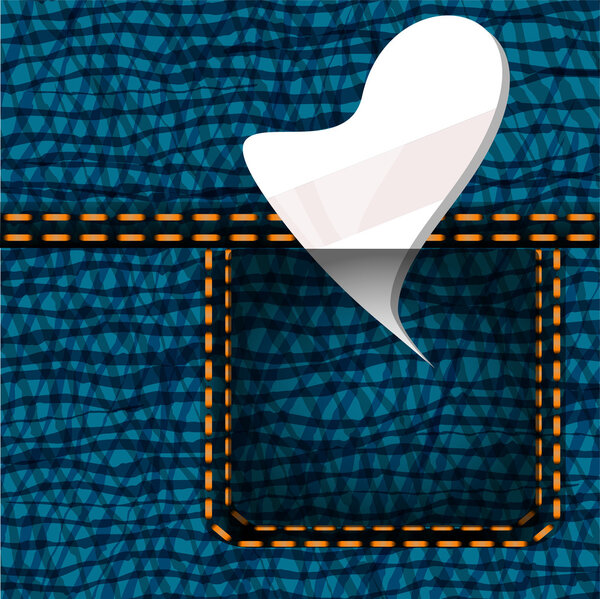 Джинсовые джинсы фон с белым сердцем
