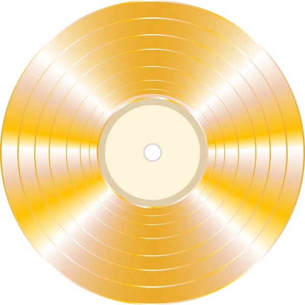 Disco de vinilo de oro sobre fondo blanco — Vector de stock