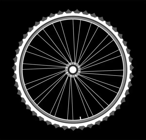 Siyah zemin üzerine beyaz Bisiklet tekerlekler — Stok Vektör