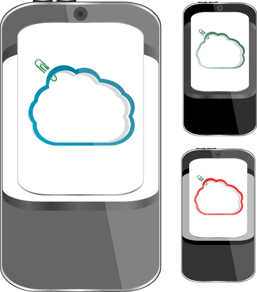 Telefone inteligente define aparelhos móveis com nuvem abstrata na tela — Vetor de Stock