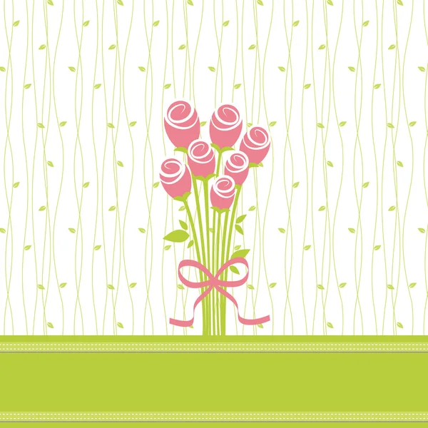 Tarjeta de felicitación con flores de rosa — Archivo Imágenes Vectoriales