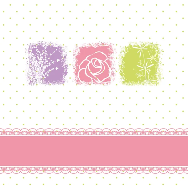 Ευχετήρια κάρτα με τα ζωηρόχρωμα λουλούδια — Διανυσματικό Αρχείο