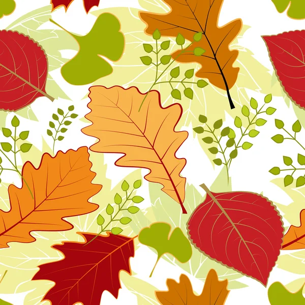 Kleurrijke herfstbladeren naadloze patroon — Stockvector