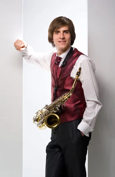 Muž s saxofon — Stock fotografie