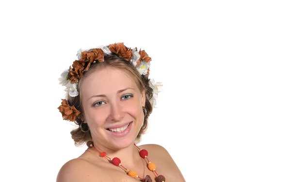 Beautiful girl in wreaths — Stock Photo, Image