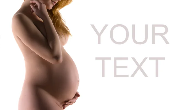 Gravid kvinna allomfattande mage — Stockfoto